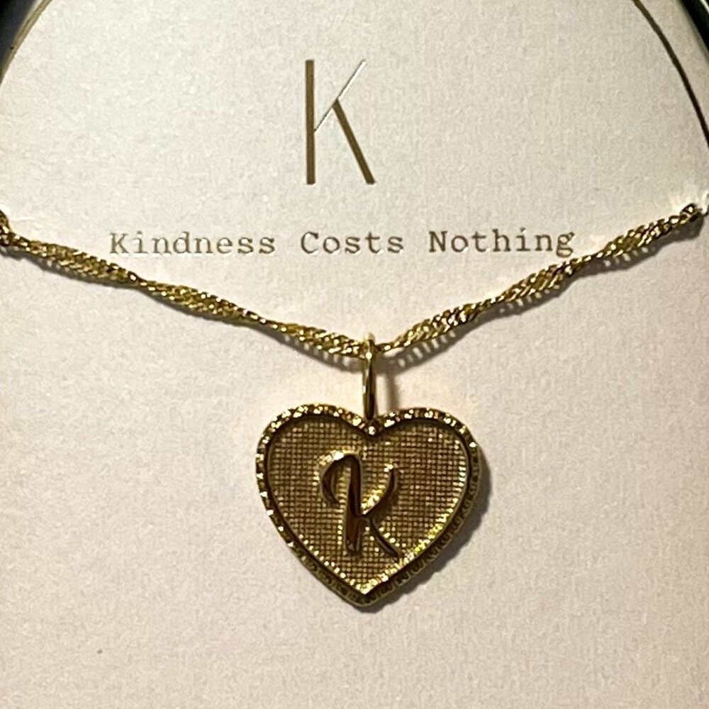 Gold 'K' Heart Necklace